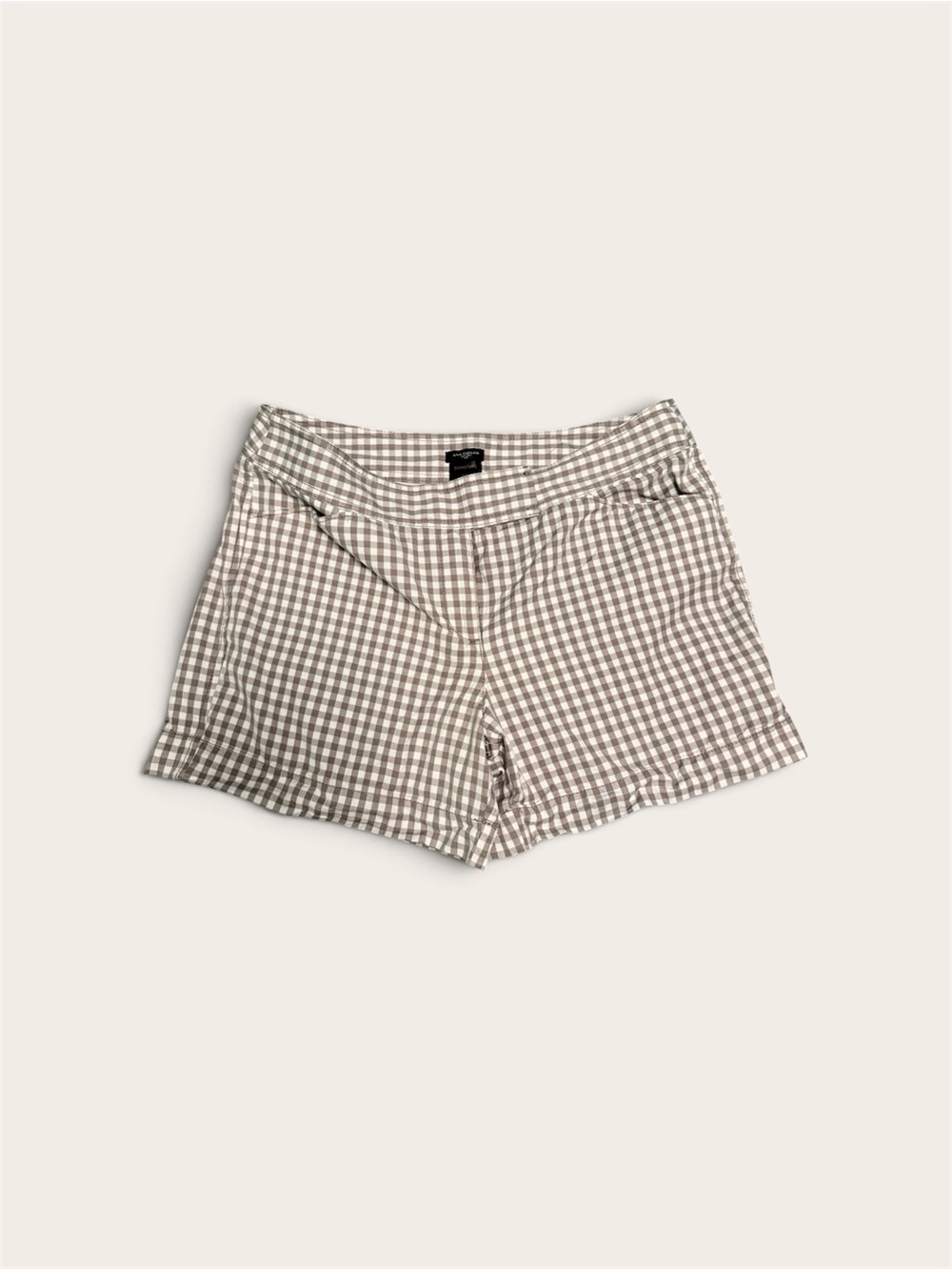 Ann Taylor Gingham Shorts - Taupe & White